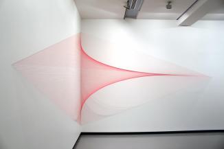 Sandra SELIG, heart of the air you can hear (2011), polyester thread, nails, synthetic polymer paint, TBC x 565.5 x 285.0 cm